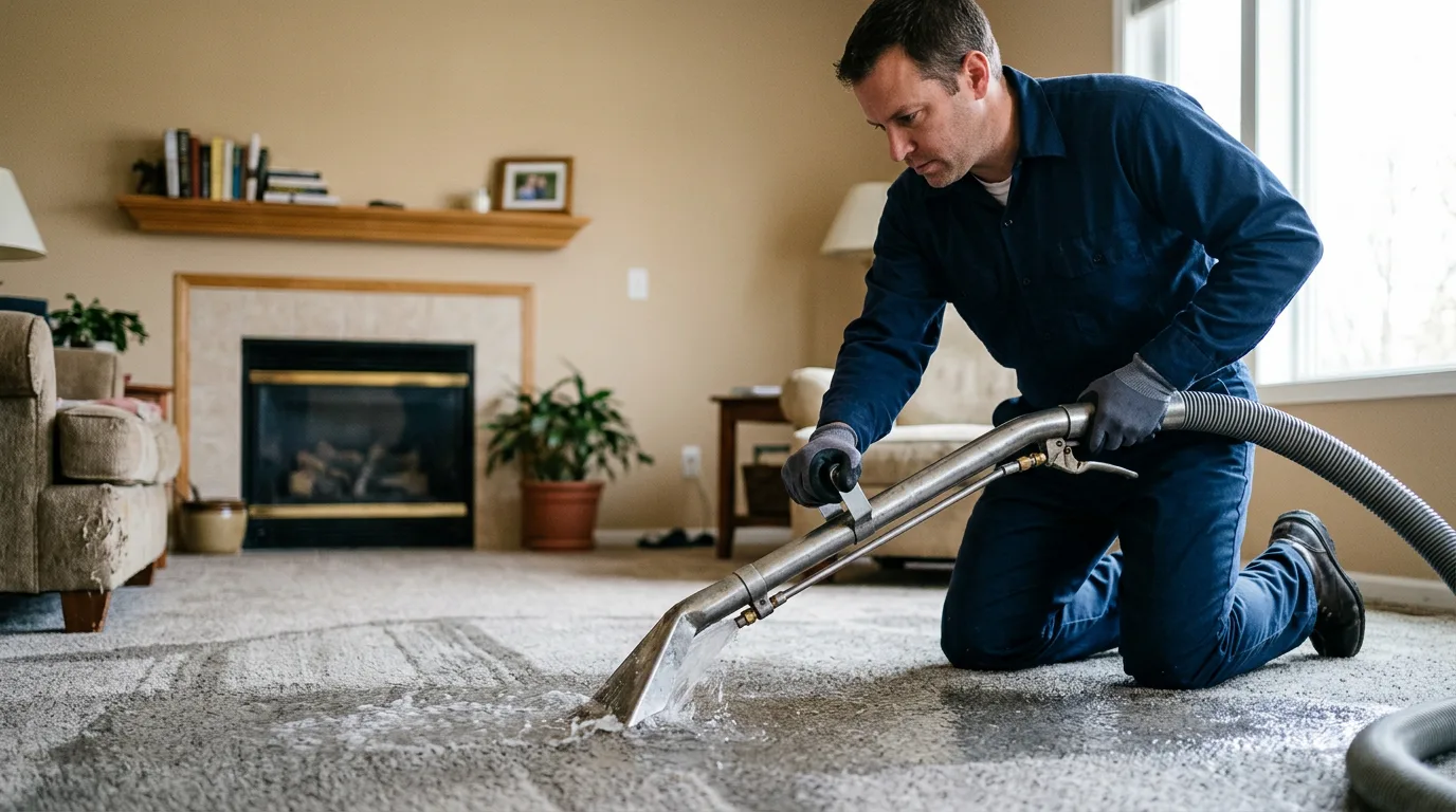 Water damage restoration technician working near Campbellsport, WI